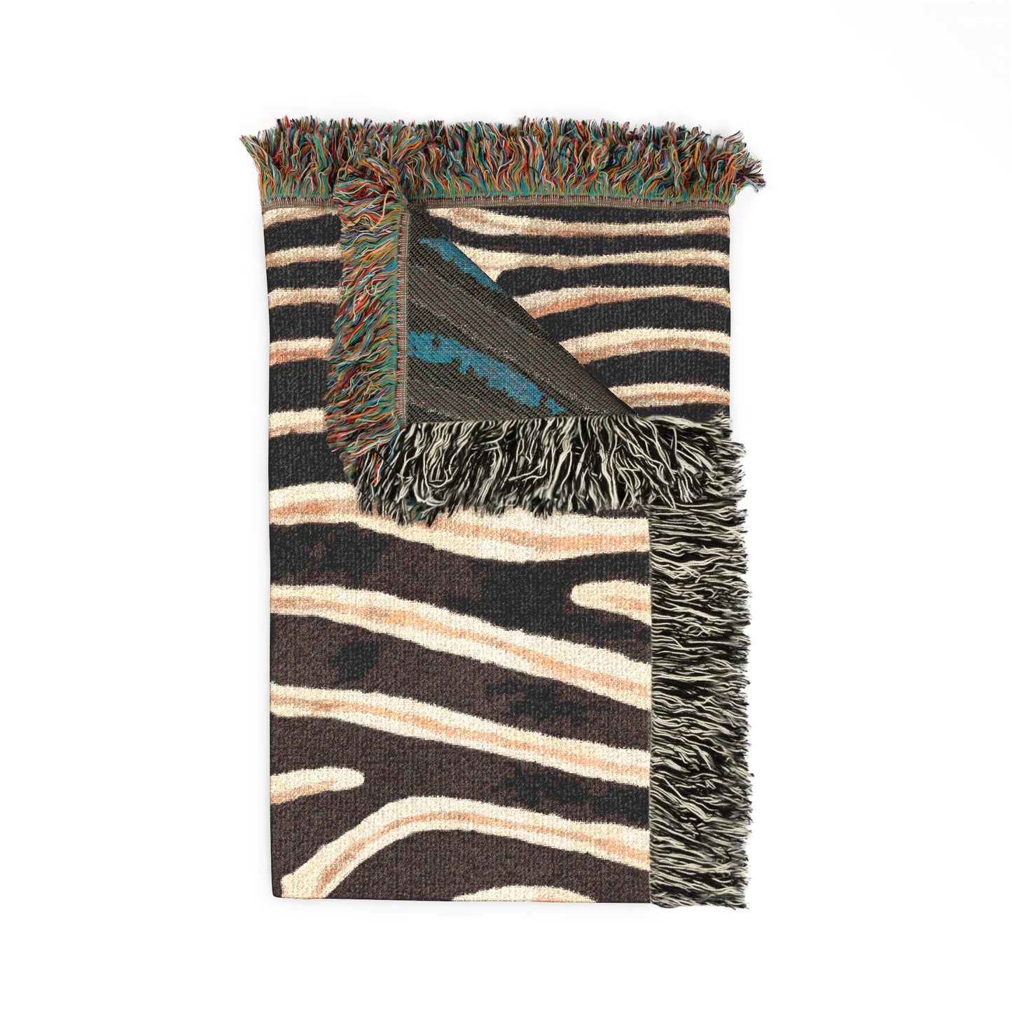 Zebra Print Woven Blanket | Black White Striped Throw