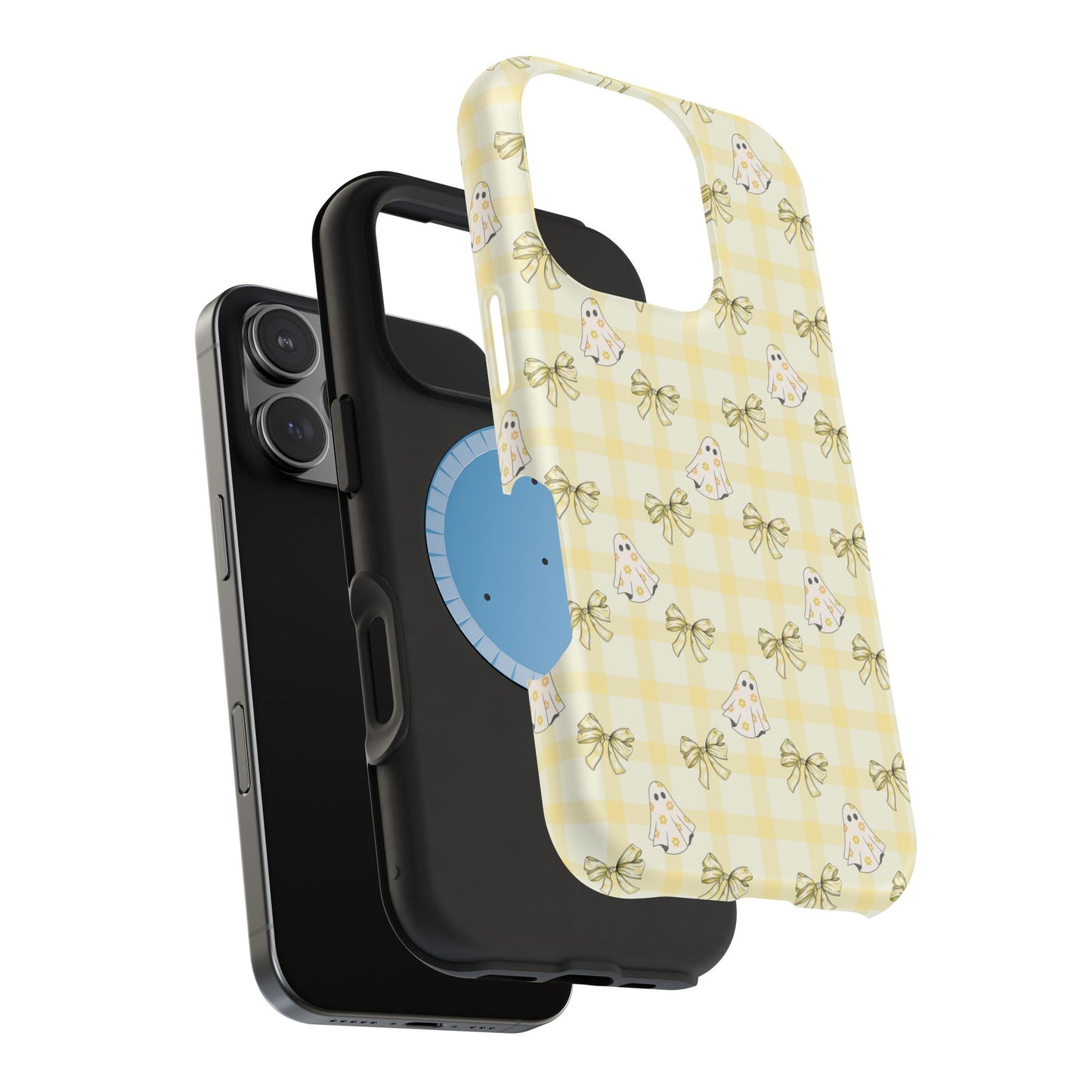Yellow Gingham Ghosts & Bows MagSafe® iPhone Tough Case