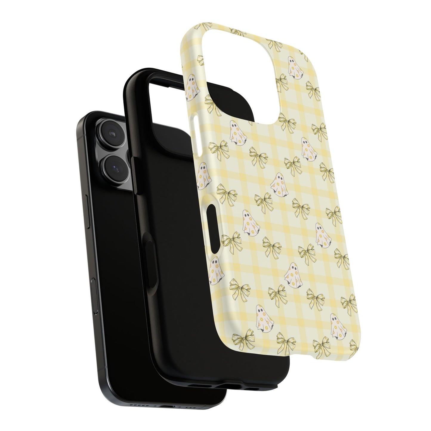 Yellow Gingham Ghosts & Bows iPhone Tough Case
