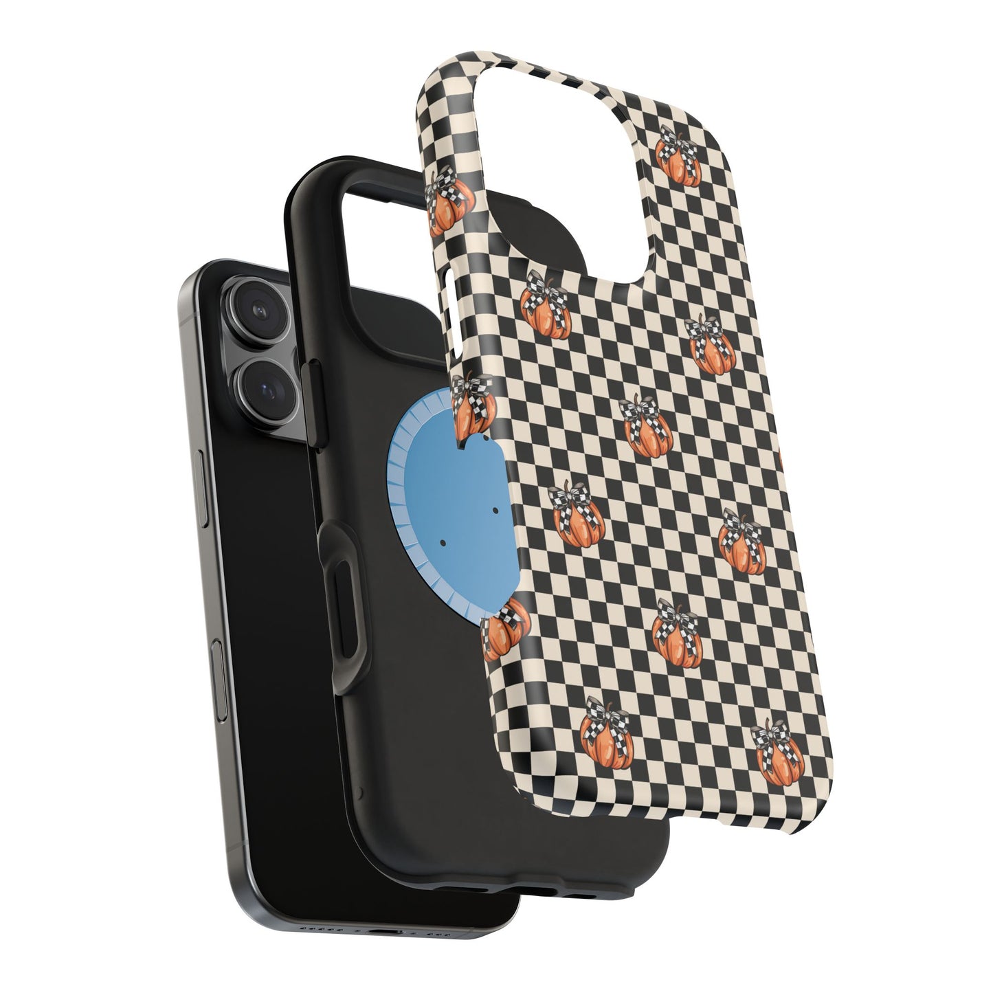 Checkered Cute Pumpkins & Bows MagSafe® iPhone Tough Case