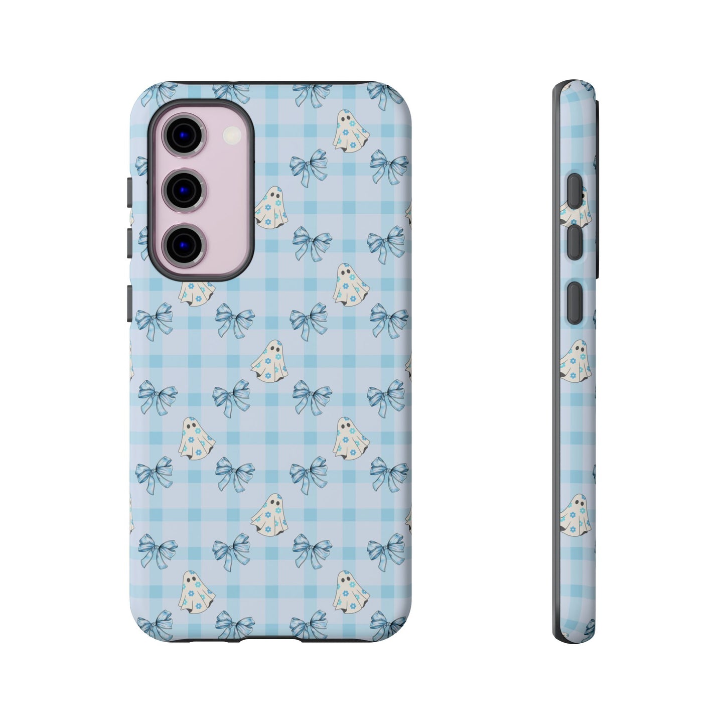 Blue Gingham Ghosts & Bows Samsung Galaxy Tough Case