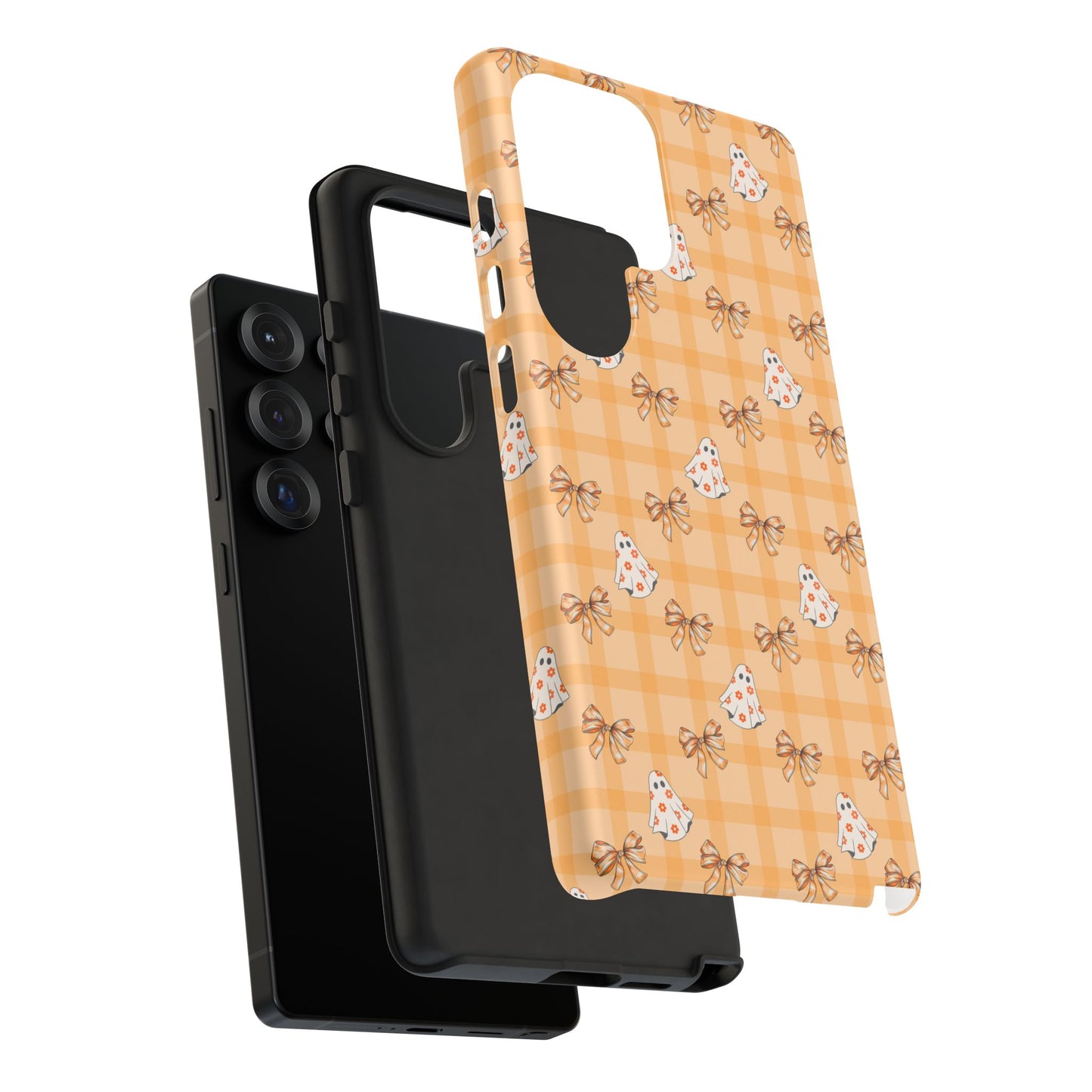 Orange Gingham Ghosts & Bows Samsung Galaxy Tough Case