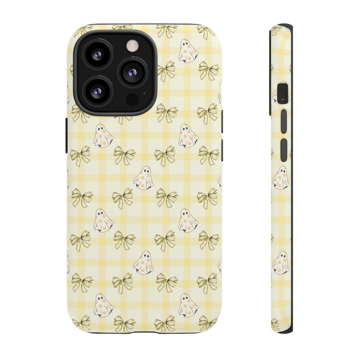 Yellow Gingham Ghosts & Bows iPhone Tough Case