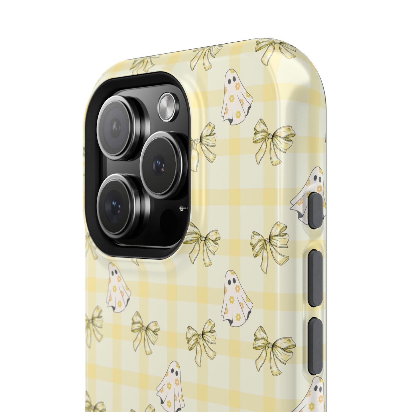 Yellow Gingham Ghosts & Bows MagSafe® iPhone Tough Case