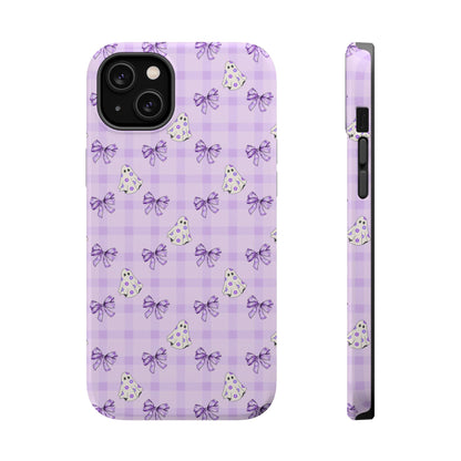 Purple Gingham Ghosts & Bows MagSafe® iPhone Tough Case