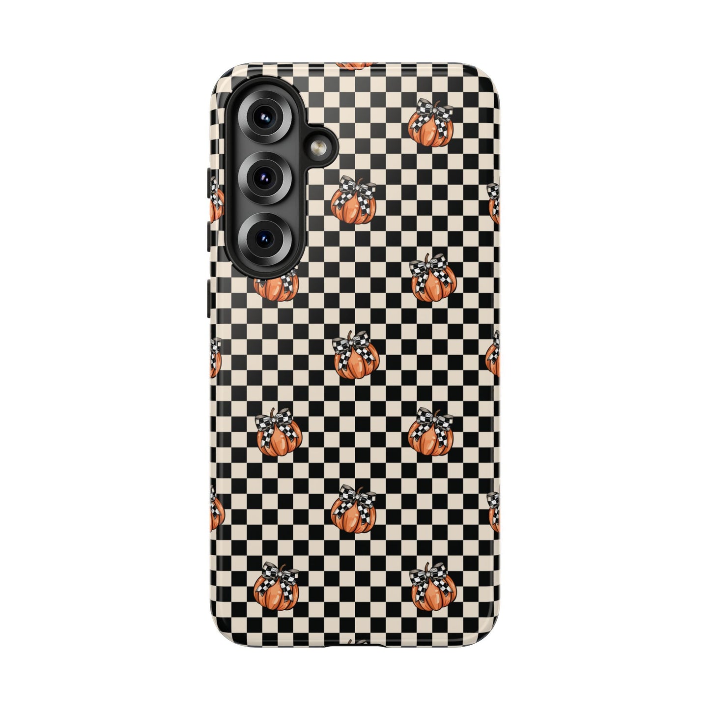 Checkered Cute Pumpkins & Bows Samsung Galaxy Tough Case