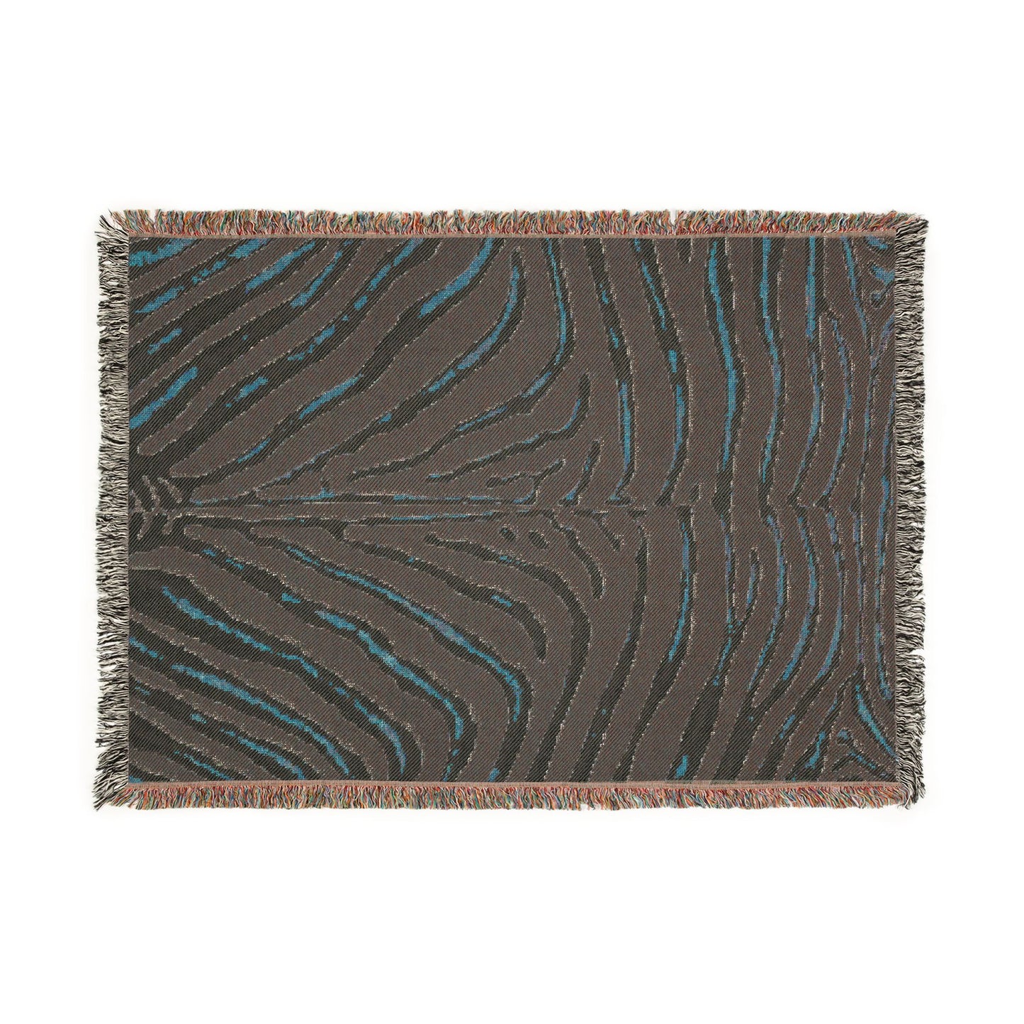Zebra Print Woven Blanket | Black White Striped Throw