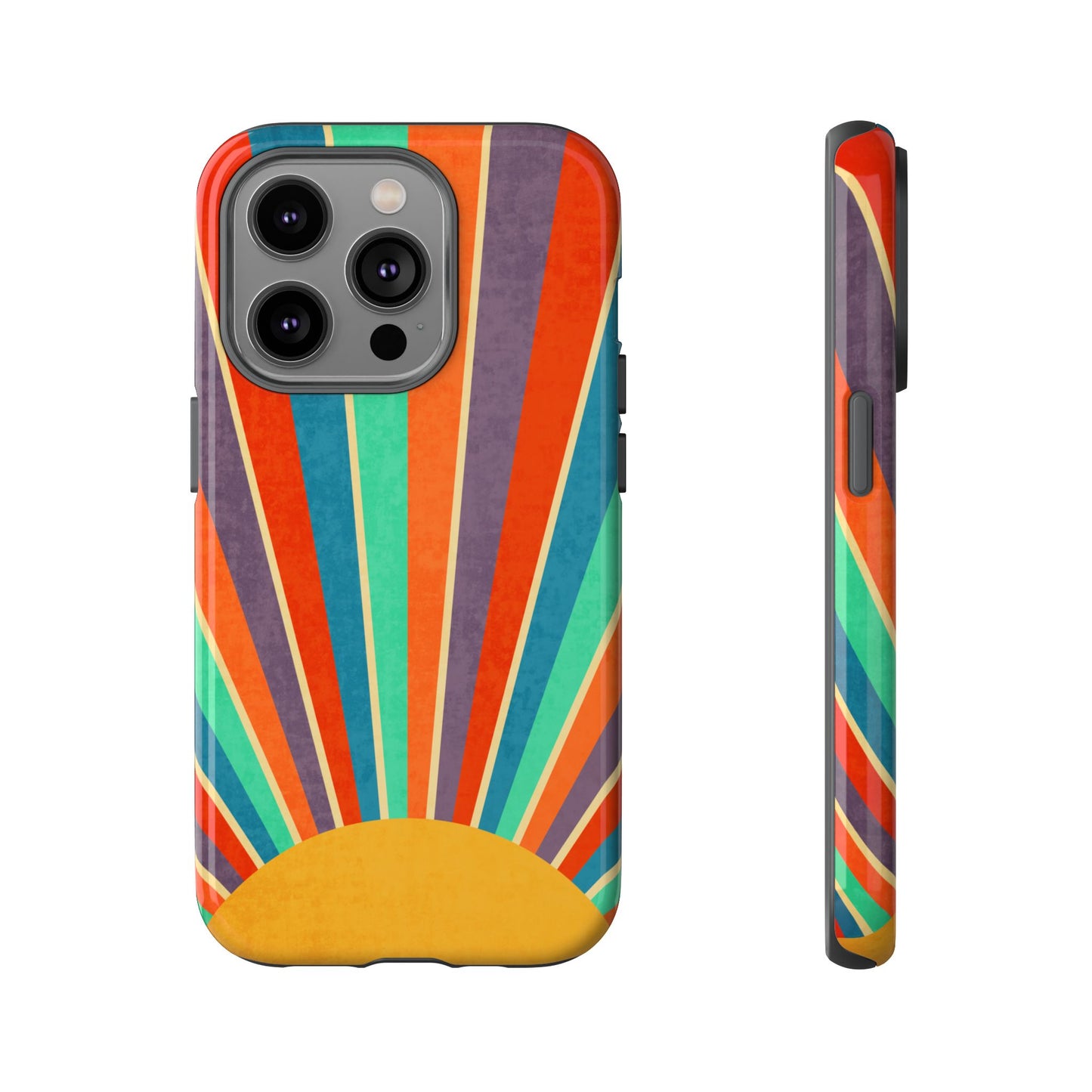 Retro Rainbow Sunburst Tough iPhone Case