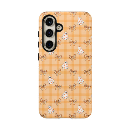 Orange Gingham Ghosts & Bows Samsung Galaxy Tough Case