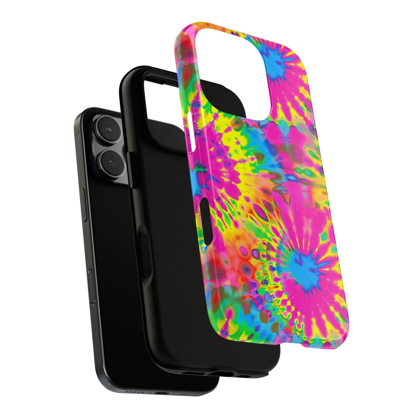 Neon Tie-Dye Burst Tough iPhone Case