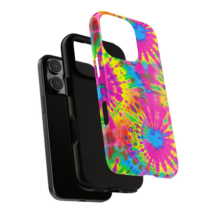 Neon Tie-Dye Burst Tough iPhone Case
