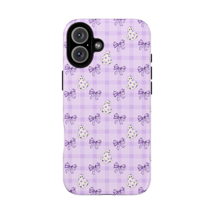 Purple Gingham Ghosts & Bows iPhone Tough Case