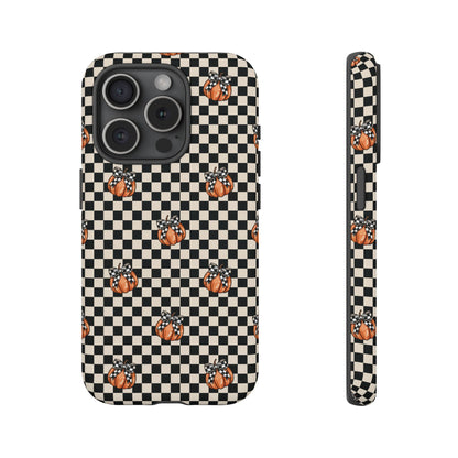 Checkered Cute Pumpkins & Bows iPhone Tough Case