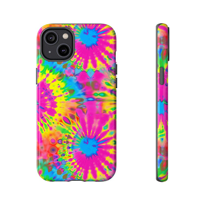Neon Tie-Dye Burst Tough iPhone Case