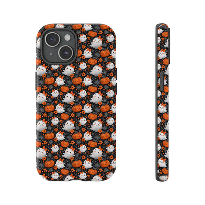 Cute Kawaii Lady Ghosts & Pumpkins iPhone Tough Case