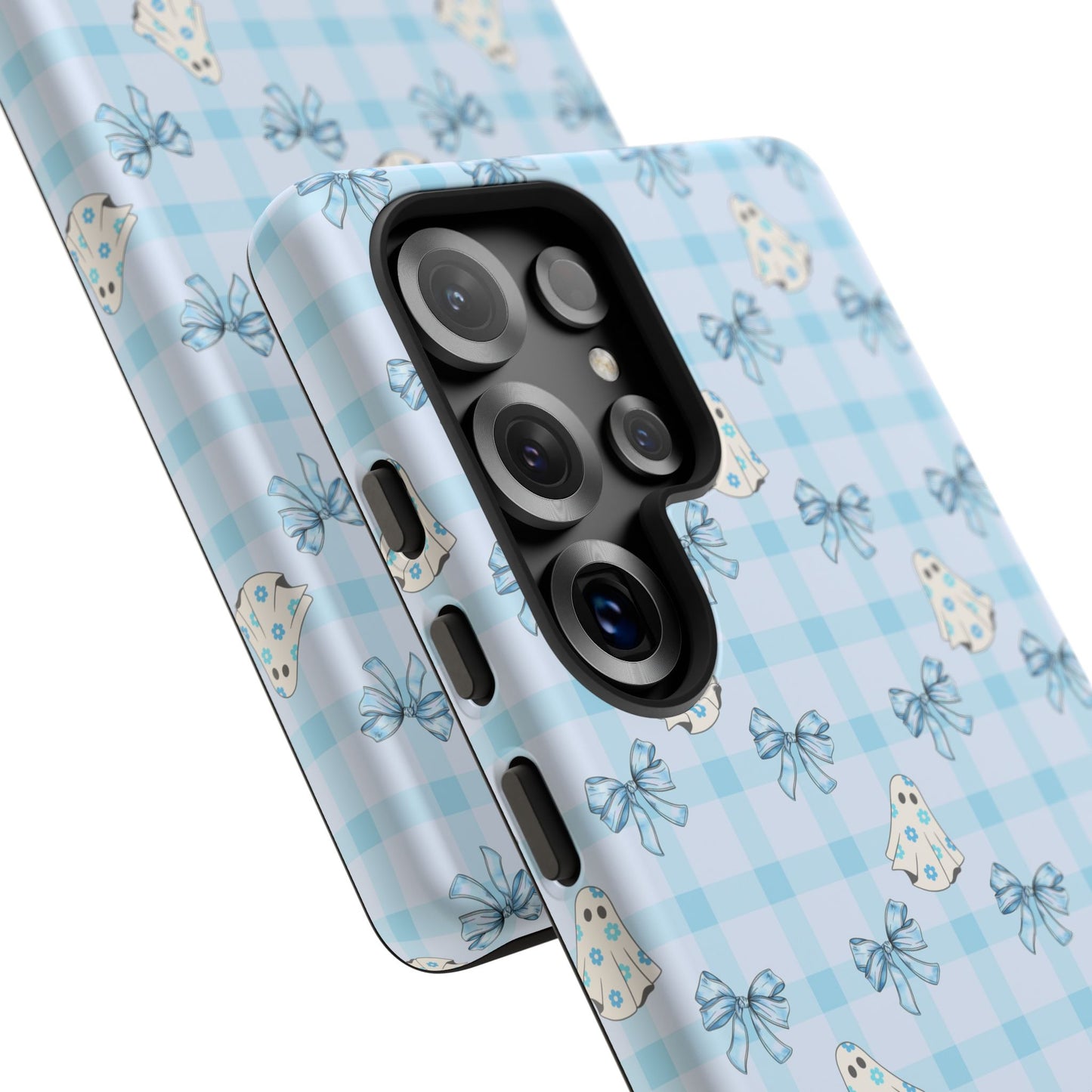 Blue Gingham Ghosts & Bows Samsung Galaxy Tough Case