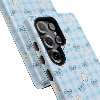 Blue Gingham Ghosts & Bows Samsung Galaxy Tough Case