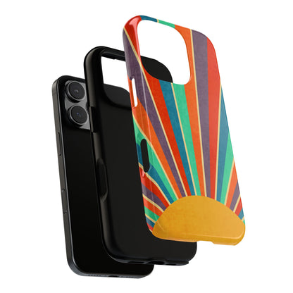 Retro Rainbow Sunburst Tough iPhone Case