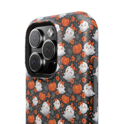 Cute Kawaii Lady Ghosts & Pumpkins MagSafe® iPhone Tough Case