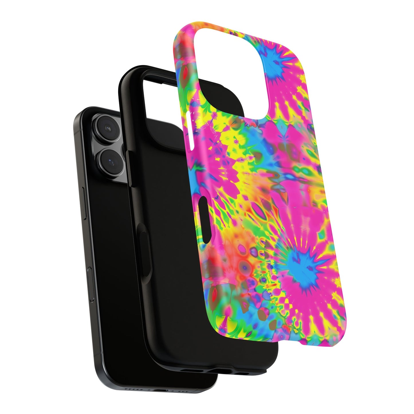 Neon Tie-Dye Burst Tough iPhone Case