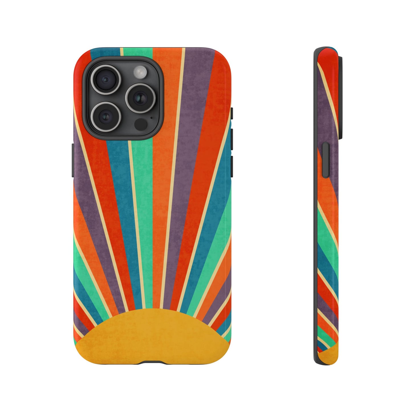 Retro Rainbow Sunburst Tough iPhone Case