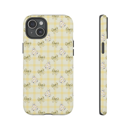 Yellow Gingham Ghosts & Bows iPhone Tough Case