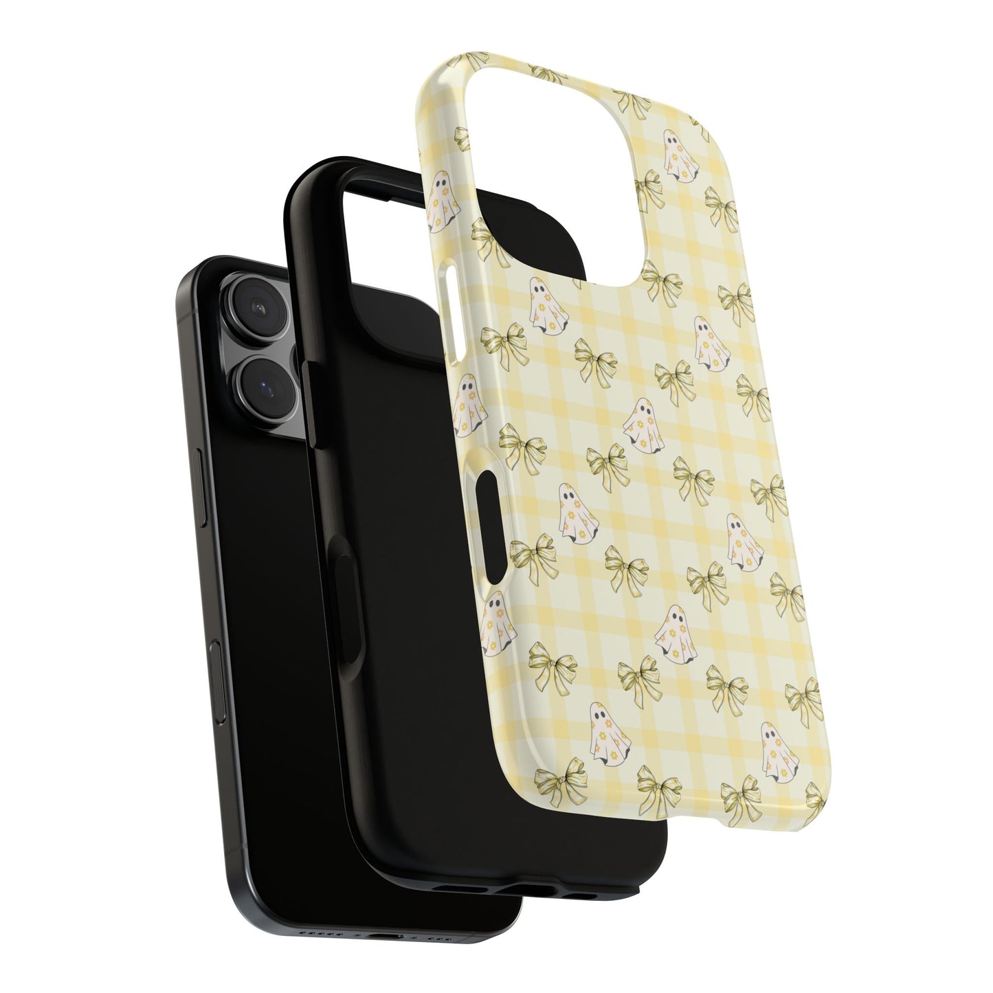 Yellow Gingham Ghosts & Bows iPhone Tough Case