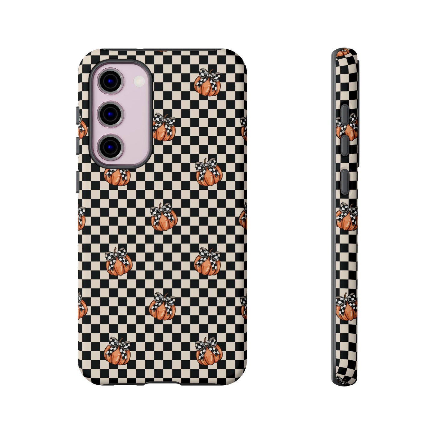 Checkered Cute Pumpkins & Bows Samsung Galaxy Tough Case