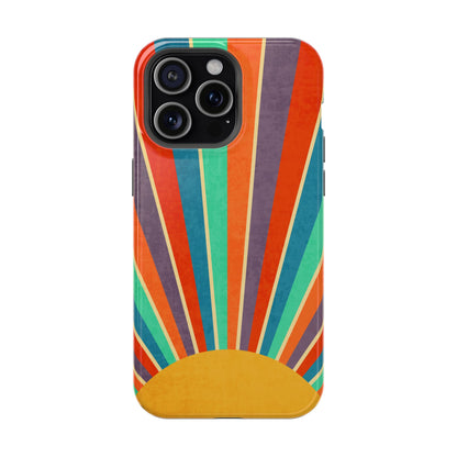 Retro Rainbow Sunburst MagSafe® Tough iPhone Case