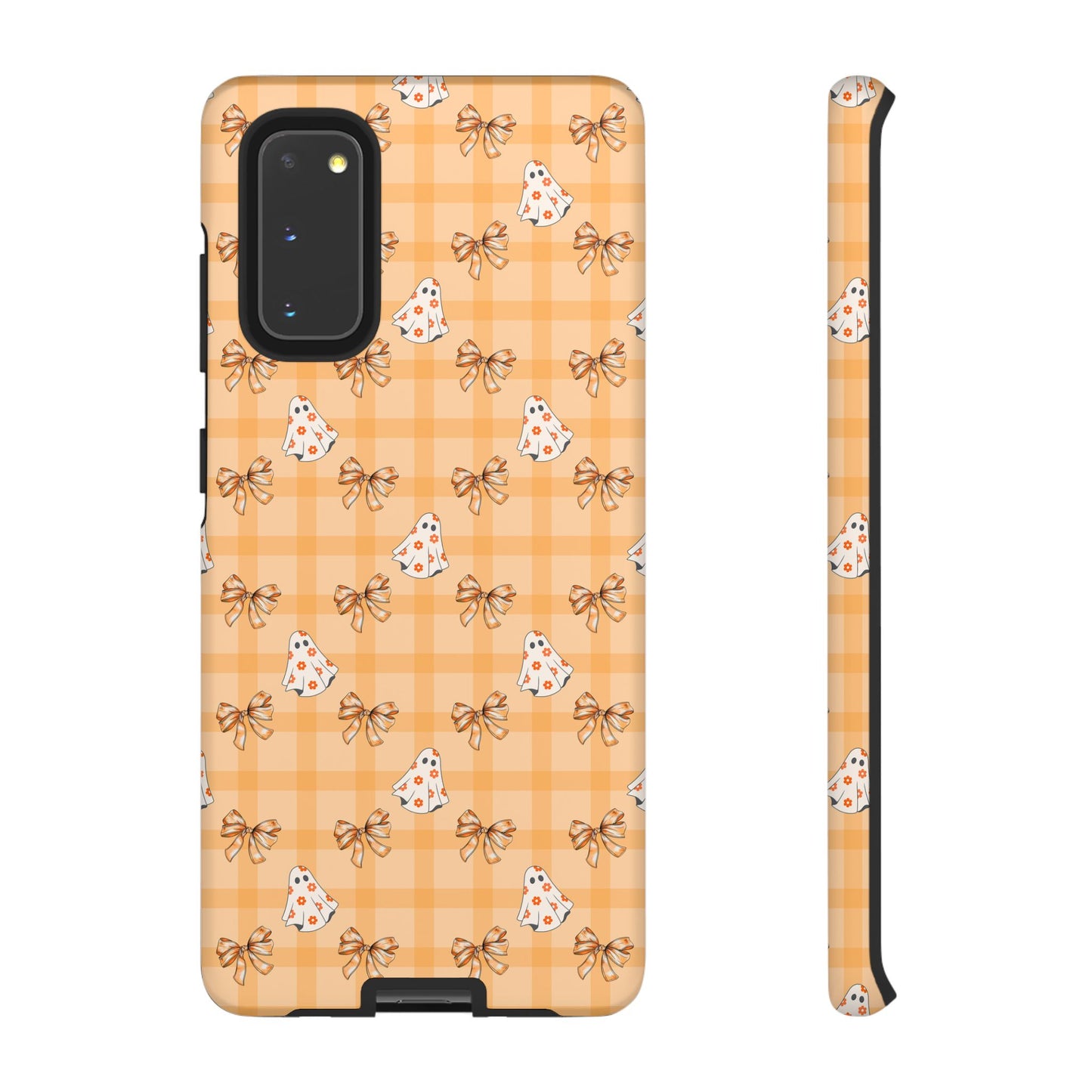 Orange Gingham Ghosts & Bows Samsung Galaxy Tough Case