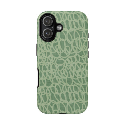 Sage Green Scribble Loops iPhone Tough Case