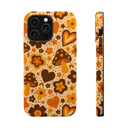 Groovy Harvest Mushrooms, Hearts and Flowers MagSafe® iPhone Tough Case