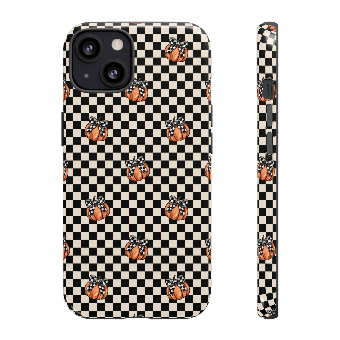 Checkered Cute Pumpkins & Bows iPhone Tough Case