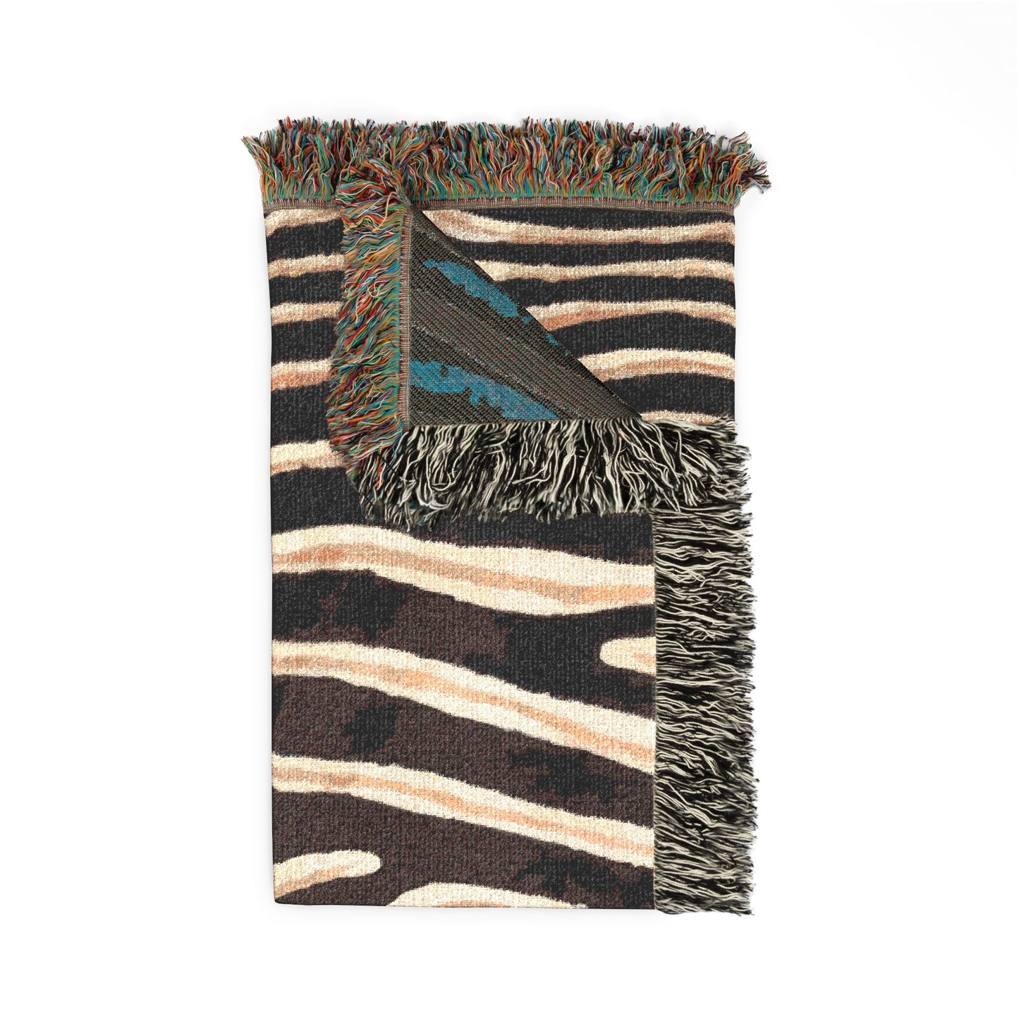 Zebra Print Woven Blanket | Black White Striped Throw