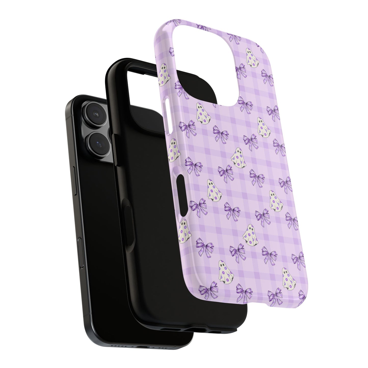 Purple Gingham Ghosts & Bows iPhone Tough Case
