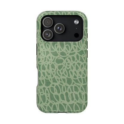 Sage Green Scribble Loops MagSafe® iPhone Tough Case