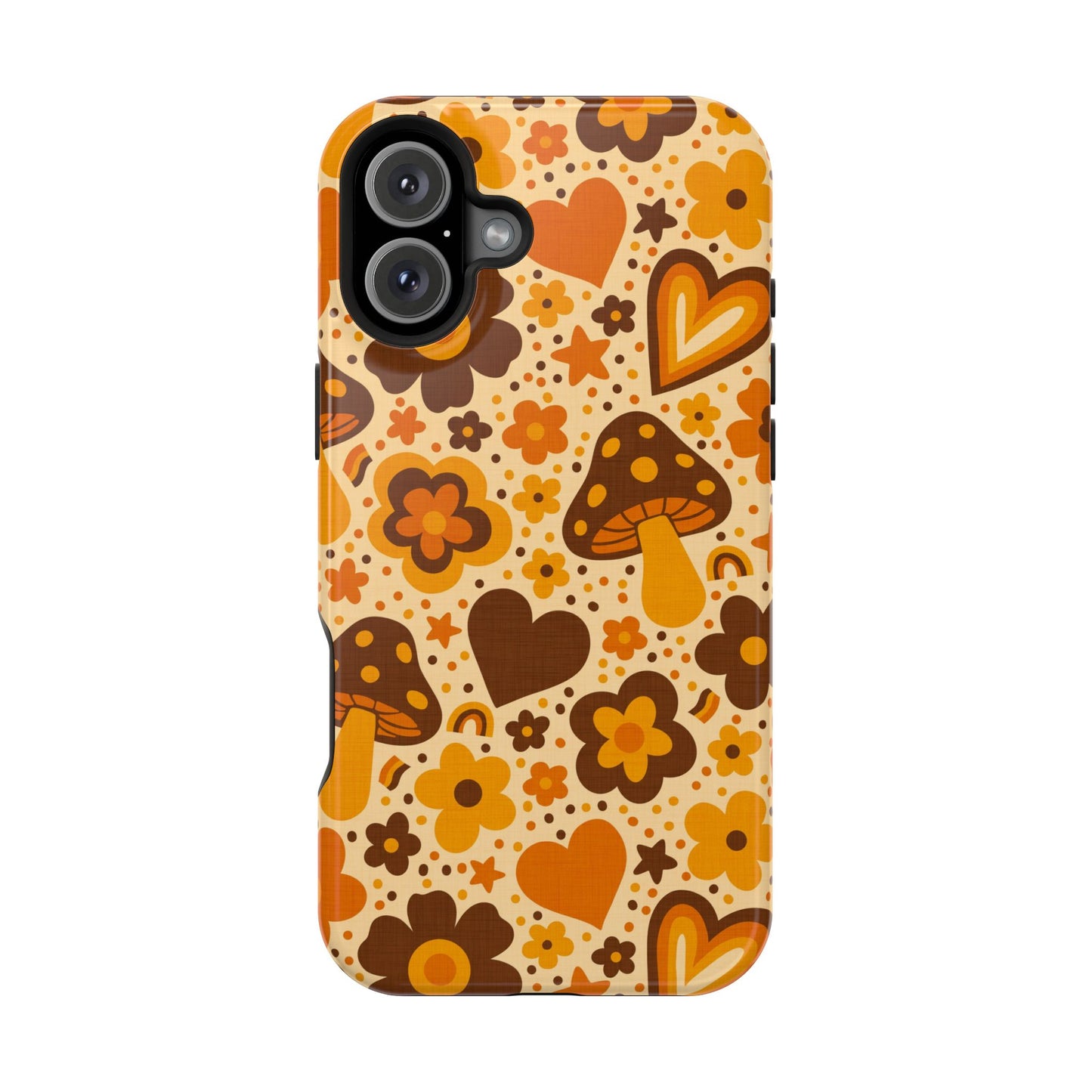 Groovy Harvest Mushrooms, Hearts and Flowers MagSafe® iPhone Tough Case