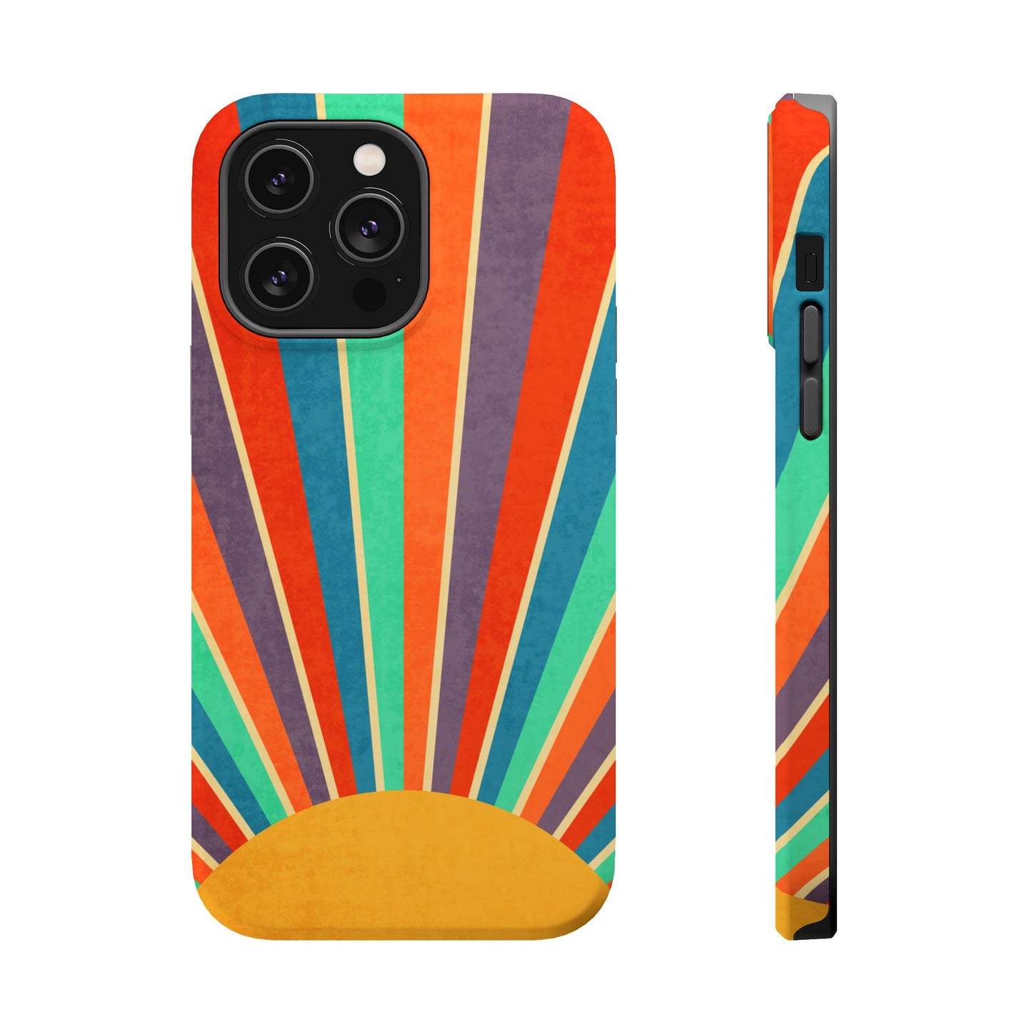 Retro Rainbow Sunburst MagSafe® Tough iPhone Case