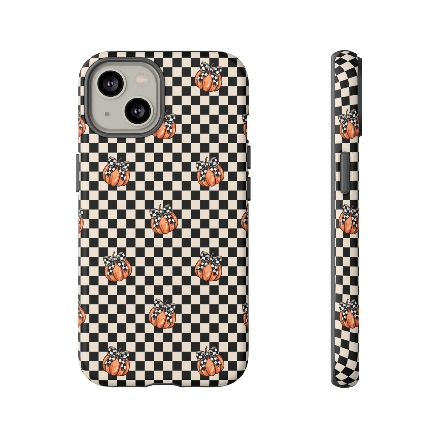 Checkered Cute Pumpkins & Bows iPhone Tough Case
