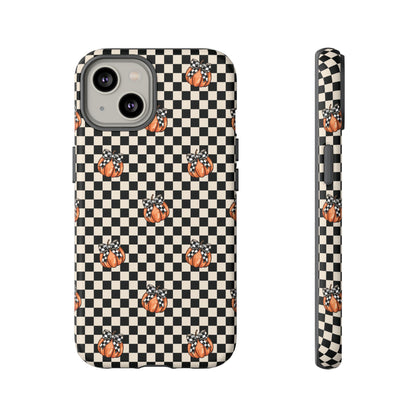 Checkered Cute Pumpkins & Bows iPhone Tough Case