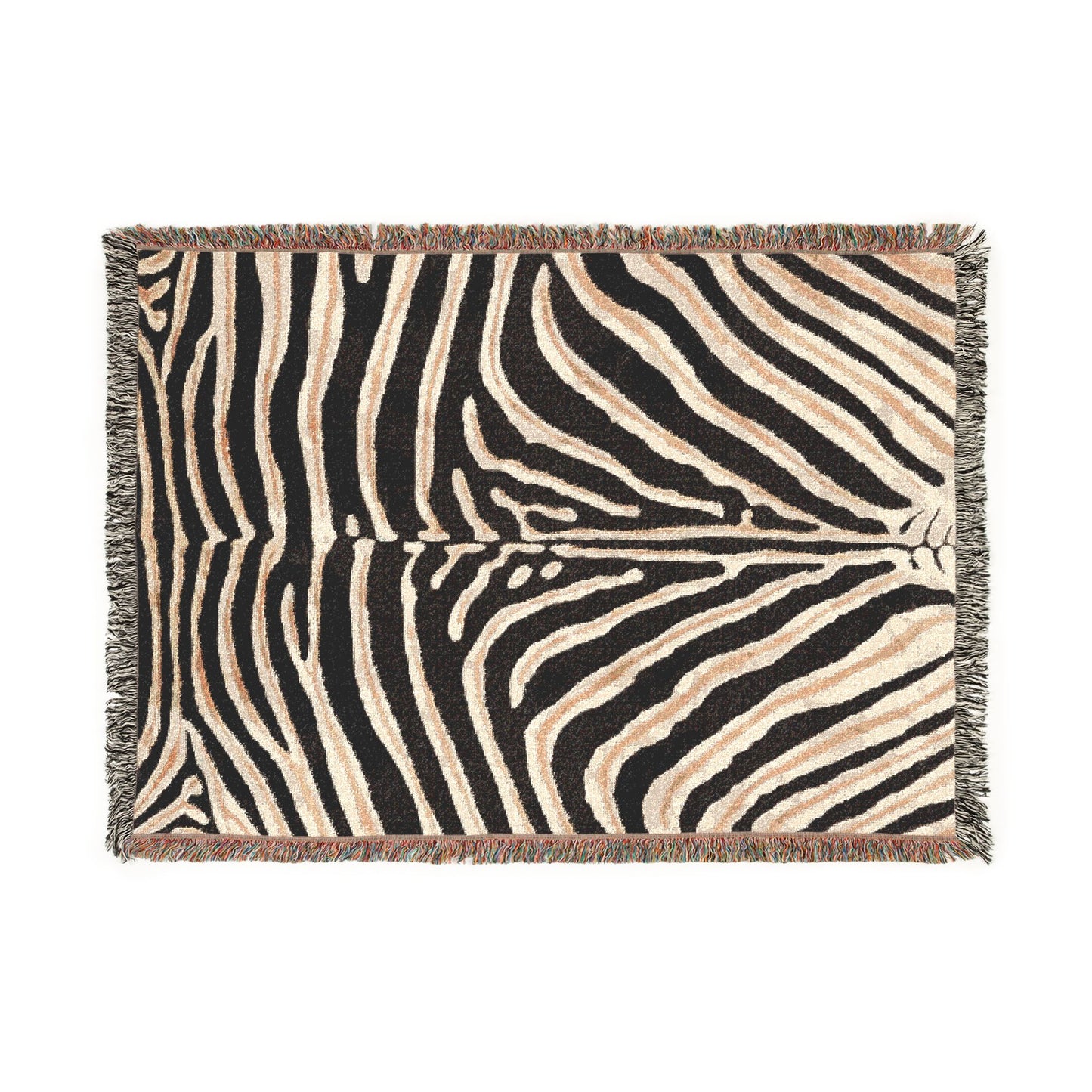Zebra Print Woven Blanket | Black White Striped Throw