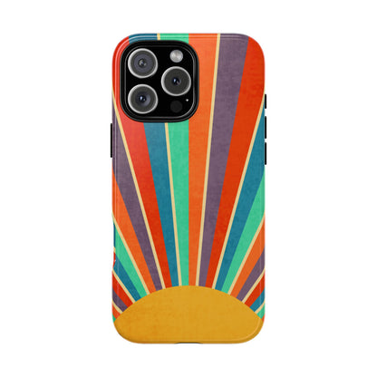 Retro Rainbow Sunburst Tough iPhone Case