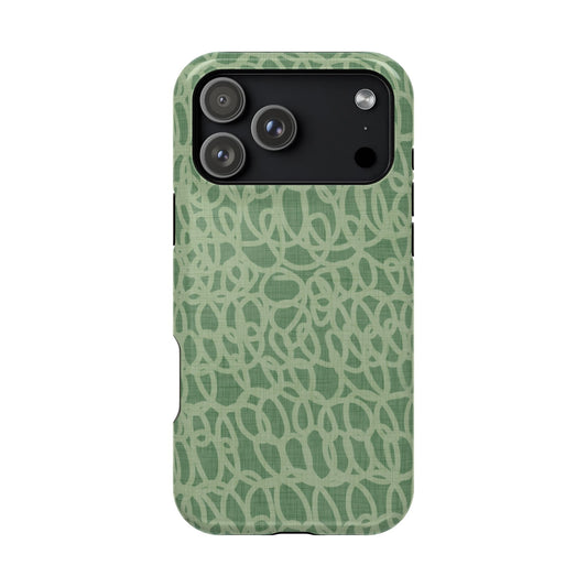 Sage Green Scribble Loops MagSafe® iPhone Tough Case