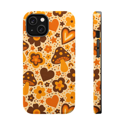 Groovy Harvest Mushrooms, Hearts and Flowers MagSafe® iPhone Tough Case