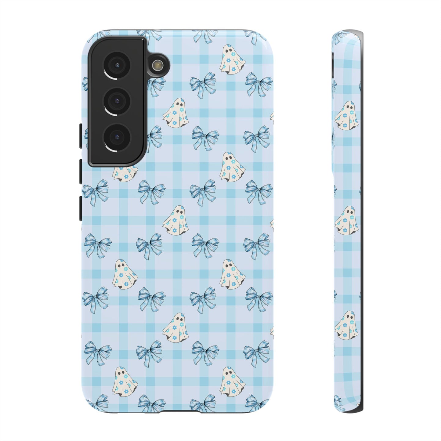 Blue Gingham Ghosts & Bows Samsung Galaxy Tough Case