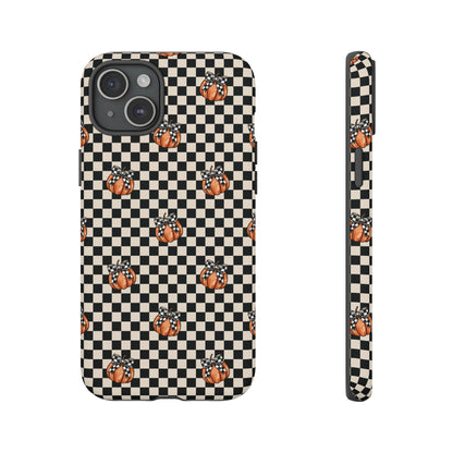 Checkered Cute Pumpkins & Bows iPhone Tough Case