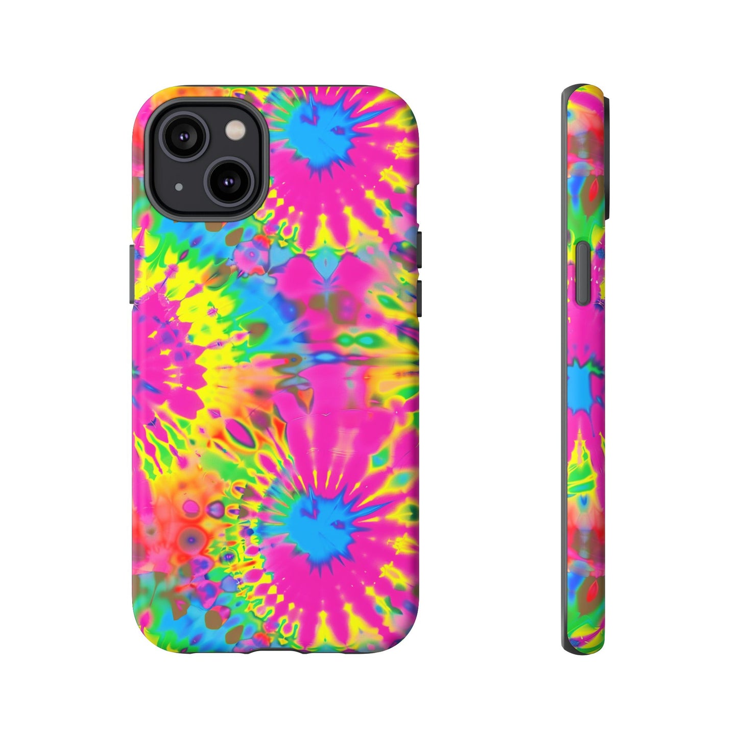 Neon Tie-Dye Burst Tough iPhone Case