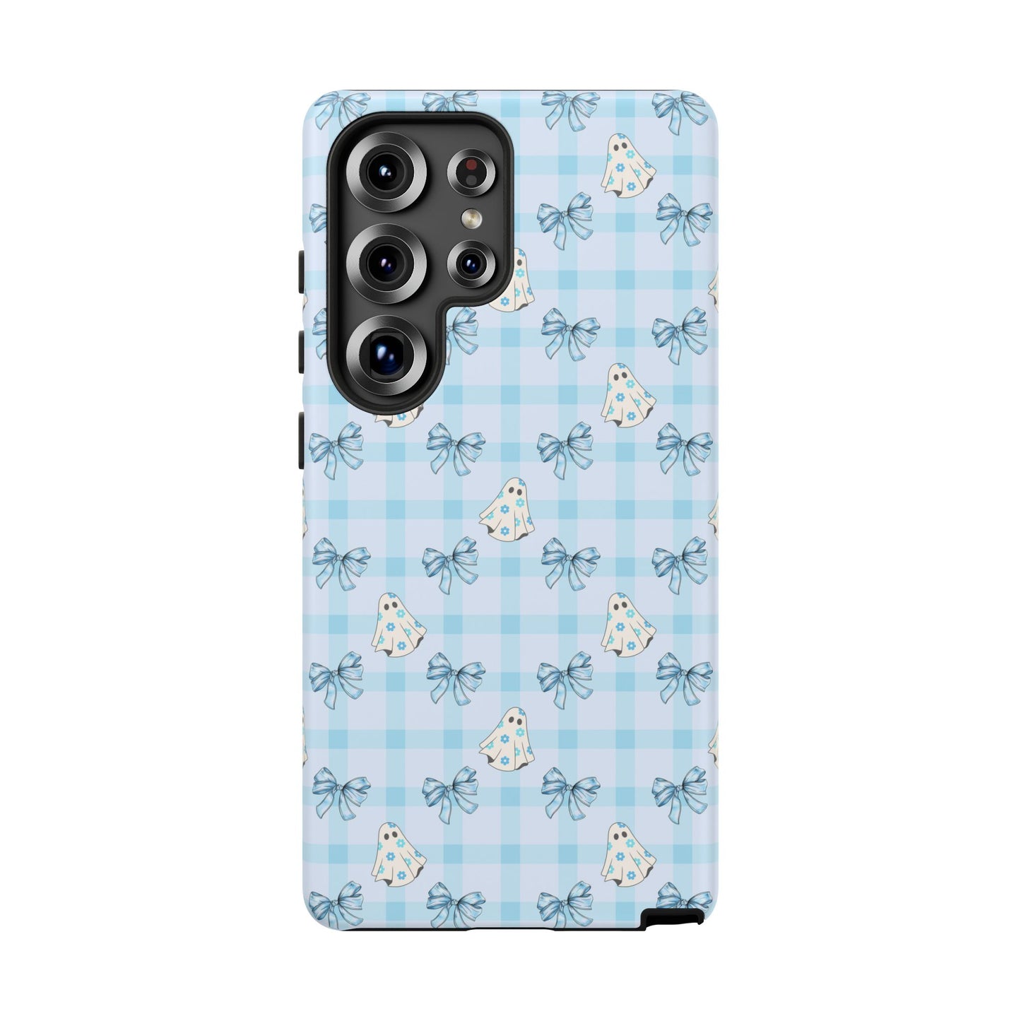Blue Gingham Ghosts & Bows Samsung Galaxy Tough Case