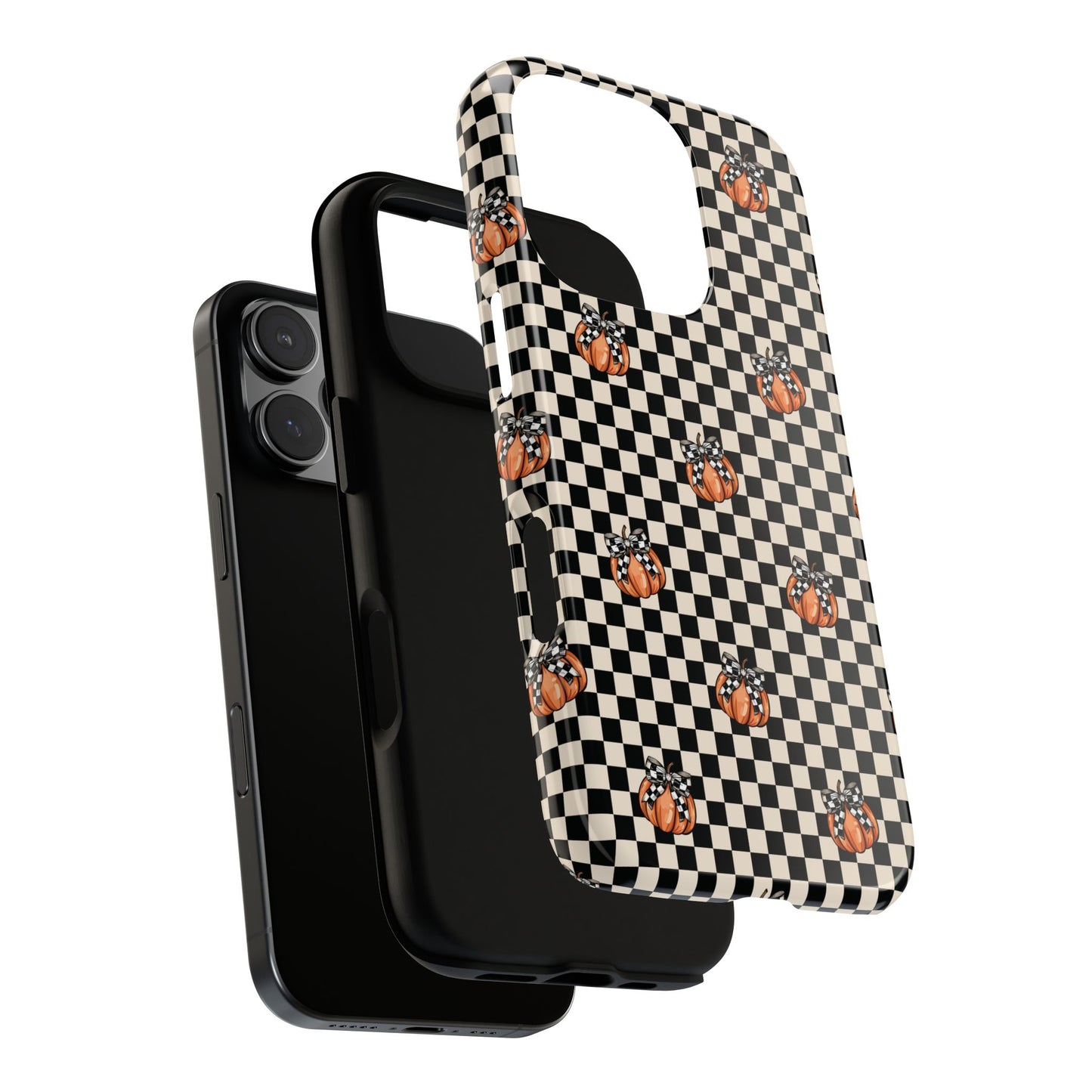 Checkered Cute Pumpkins & Bows iPhone Tough Case