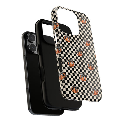 Checkered Cute Pumpkins & Bows iPhone Tough Case